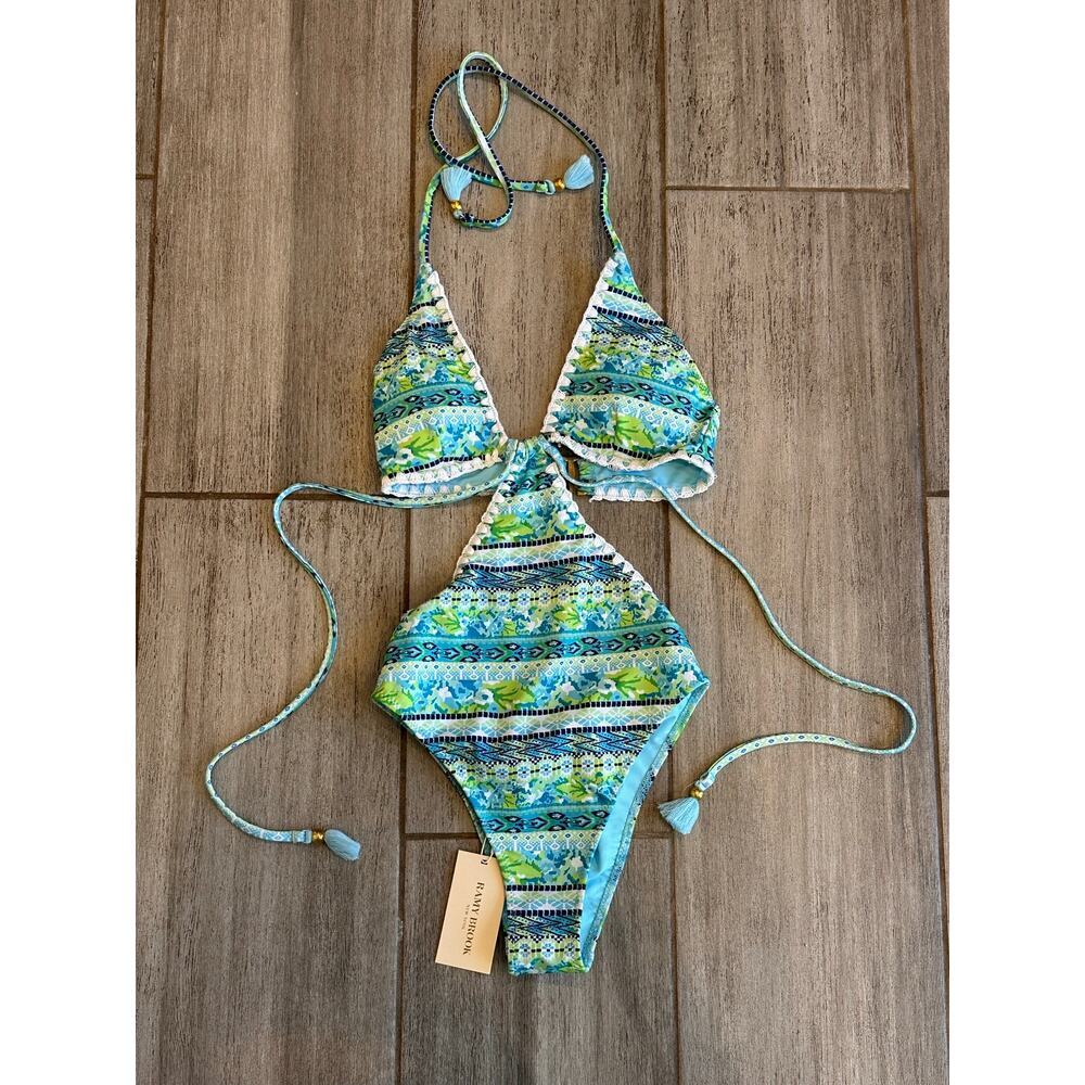 Ramy Brook Blue and Green Patterned One Piece Swimsuit